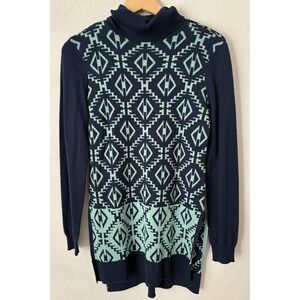 NWT Southwestern Geometric Turtleneck Sweater Dress Tunic S Boho Tribal Artisan